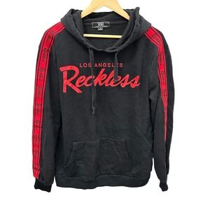 Young & Reckless LA Hoodie XL Black Red Tape Stripe Script Logo Streetwear